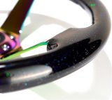 NRG Reinforced Steering Wheel (350mm / 3in. Deep) Classic Blk Sparkle w/4mm Neochrome 3-Spoke Center thumbnail 3