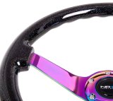 NRG Reinforced Steering Wheel (350mm / 3in. Deep) Classic Blk Sparkle w/4mm Neochrome 3-Spoke Center thumbnail 5