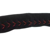 NRG Reinforced Steering Wheel (350mm / 3in. Deep) Blk Suede w/Red BBall Stitch & Chrome Gold 3-Spoke thumbnail 4