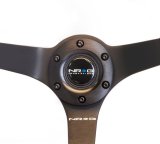 NRG Reinforced Steering Wheel (350mm / 3in. Deep) Blk Suede w/Blk BBall Stitch (Odi Bakchis Edition) thumbnail 4