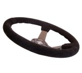 NRG Reinforced Steering Wheel (350mm / 3in. Deep) Blk Suede w/Blk BBall Stitch (Odi Bakchis Edition) thumbnail 5