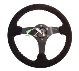 NRG Reinforced Steering Wheel (350mm / 3in. Deep) Blk Suede w/Blk BBall Stitch (Odi Bakchis Edition) thumbnail 7