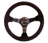 NRG Reinforced Steering Wheel (350mm / 3in. Deep) Blk Suede w/Blk BBall Stitch (Odi Bakchis Edition) thumbnail 8