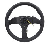 NRG Reinforced Steering Wheel (350mm / 2.5in. Deep) Blk Leather Comfort Grip w/5mm Matte Blk Spokes thumbnail 1