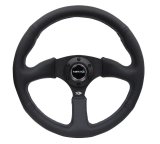 NRG Reinforced Steering Wheel (350mm / 2.5in. Deep) Blk Leather Comfort Grip w/5mm Matte Blk Spokes thumbnail 3