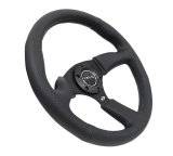 NRG Reinforced Steering Wheel (350mm / 2.5in. Deep) Blk Leather Comfort Grip w/5mm Matte Blk Spokes thumbnail 4