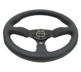 NRG Reinforced Steering Wheel (350mm / 2.5in. Deep) Blk Leather Comfort Grip w/5mm Matte Blk Spokes thumbnail 5