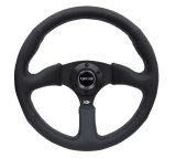 NRG Reinforced Steering Wheel (350mm / 2.5in. Deep) Blk Leather Comfort Grip w/5mm Matte Blk Spokes thumbnail 6