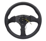 NRG Reinforced Steering Wheel (350mm / 2.5in. Deep) Blk Leather Comfort Grip w/5mm Matte Blk Spokes thumbnail 7