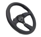 NRG Reinforced Steering Wheel (350mm / 2.5in. Deep) Blk Leather Comfort Grip w/5mm Matte Blk Spokes thumbnail 8