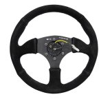 NRG Reinforced Steering Wheel (350mm / 2.5in. Deep) Blk Suede Comfort Grip w/5mm Matte Blk Spokes thumbnail 1