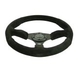 NRG Reinforced Steering Wheel (350mm / 2.5in. Deep) Blk Suede Comfort Grip w/5mm Matte Blk Spokes thumbnail 3