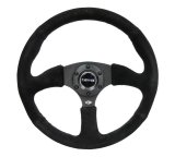 NRG Reinforced Steering Wheel (350mm / 2.5in. Deep) Blk Suede Comfort Grip w/5mm Matte Blk Spokes thumbnail 4
