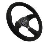 NRG Reinforced Steering Wheel (350mm / 2.5in. Deep) Blk Suede Comfort Grip w/5mm Matte Blk Spokes thumbnail 6