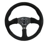 NRG Reinforced Steering Wheel (350mm / 2.5in. Deep) Blk Suede Comfort Grip w/5mm Matte Blk Spokes thumbnail 7