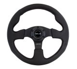 NRG Reinforced Steering Wheel (320mm) Black Leather w/Black Stitching thumbnail 1
