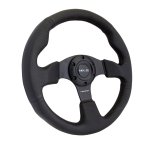 NRG Reinforced Steering Wheel (320mm) Black Leather w/Black Stitching thumbnail 4