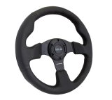 NRG Reinforced Steering Wheel (320mm) Black Leather w/Black Stitching thumbnail 5