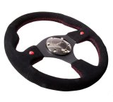 NRG Reinforced Steering Wheel (320mm) Blk Suede w/Dual Buttons thumbnail 2