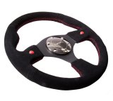 NRG Reinforced Steering Wheel (320mm) Blk Suede w/Dual Buttons thumbnail 6