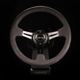 NRG Reinforced Steering Wheel (350mm / 3in. Deep) Black Leather w/ Alcantara Stitching thumbnail 2