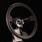 NRG Reinforced Steering Wheel (350mm / 3in. Deep) Black Leather w/ Alcantara Stitching thumbnail 6