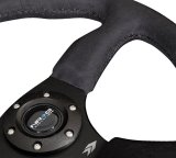 NRG Reinforced Steering Wheel (350mm / 2.5in. Deep)Blk Alcantara Comfort Grip w/4mm Matte Blk Spokes thumbnail 1