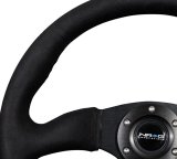 NRG Reinforced Steering Wheel (350mm / 2.5in. Deep)Blk Alcantara Comfort Grip w/4mm Matte Blk Spokes thumbnail 2