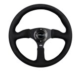 NRG Reinforced Steering Wheel (350mm / 2.5in. Deep)Blk Alcantara Comfort Grip w/4mm Matte Blk Spokes thumbnail 3