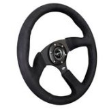 NRG Reinforced Steering Wheel (350mm / 2.5in. Deep)Blk Alcantara Comfort Grip w/4mm Matte Blk Spokes thumbnail 6