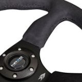 NRG Reinforced Steering Wheel (350mm / 2.5in. Deep)Blk Alcantara Comfort Grip w/4mm Matte Blk Spokes thumbnail 8