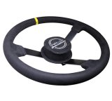 NRG Reinforced Steering Wheel (380mm) Nascar/ Alcantara 3 Spoke w/ NRG Logo/ Removable Crushed Pad thumbnail 2