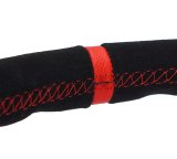 NRG Reinforced Steering Wheel (350mm / 3in. Deep) Blk Leather/Red Stitch w/Red Spoke thumbnail 3