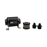 DeatschWerks Stainless Steel 6AN 10 Micron Universal Inline Fuel Filter Housing Kit (70mm) thumbnail 1