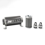 DeatschWerks Stainless Steel 8AN 100 Micron Universal Inline Fuel Filter Housing Kit (110mm) thumbnail 1
