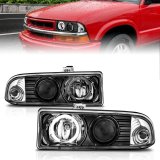 ANZO 1998-2005 Chevrolet S-10 Projector Headlights w/ Halo Black thumbnail 5