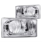 ANZO 2000-2004 Ford Excursion Crystal Headlights Chrome 2pc thumbnail 1
