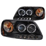 ANZO 1997.5-2003 Ford F-150 Projector Headlights w/ Halo and LED Black 1pc thumbnail 4