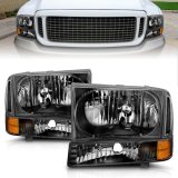 ANZO 2000-2004 Ford Excursion Crystal Headlights Black thumbnail 6