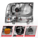 ANZO 2000-2004 Ford Excursion Crystal Headlights Black thumbnail 9