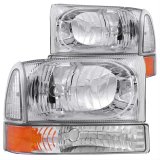 ANZO 2000-2004 Ford Excursion Crystal Headlights Chrome w/ Corner Lights 2pc thumbnail 1