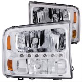 ANZO 2000-2004 Ford Excursion Crystal Headlights Chrome w/ LED 1pc thumbnail 1