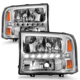 ANZO 2000-2004 Ford Excursion Crystal Headlights Chrome w/ LED 1pc thumbnail 9