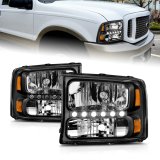 ANZO 2000-2004 Ford Excursion Crystal Headlights Black w/ LED 1pc thumbnail 6