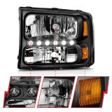 ANZO 2000-2004 Ford Excursion Crystal Headlights Black w/ LED 1pc thumbnail 8