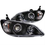 ANZO 2004-2005 Honda Civic Projector Headlights w/ Halo Black thumbnail 1