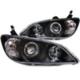 ANZO 2004-2005 Honda Civic Projector Headlights w/ Halo Black thumbnail 7