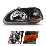 ANZO 1996-1998 Honda Civic Crystal Headlights Black thumbnail 9