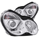 ANZO 2001-2007 Mercedes Benz C Class W203 Projector Headlights Chrome thumbnail 3