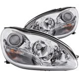 ANZO 2000-2005 Mercedes Benz S Class W220 Projector Headlights Chrome thumbnail 3